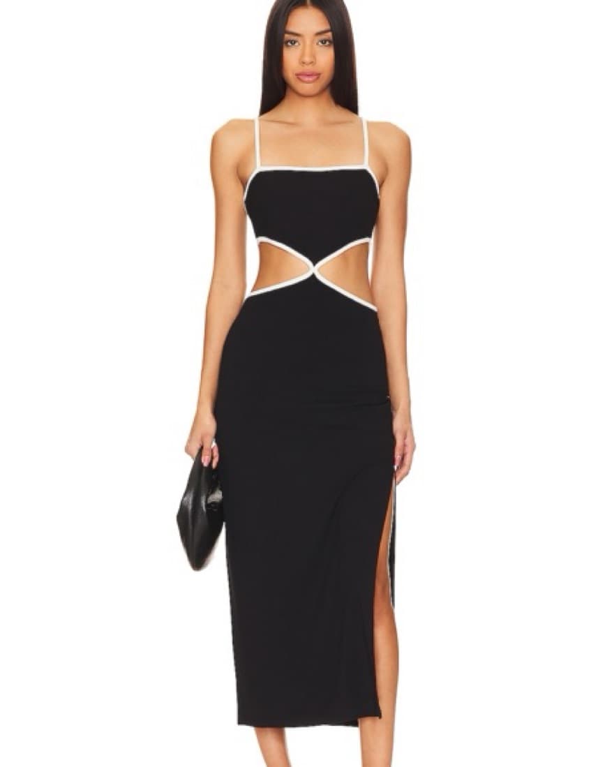 Sleek Black Cutout Midi Dress - Image 1