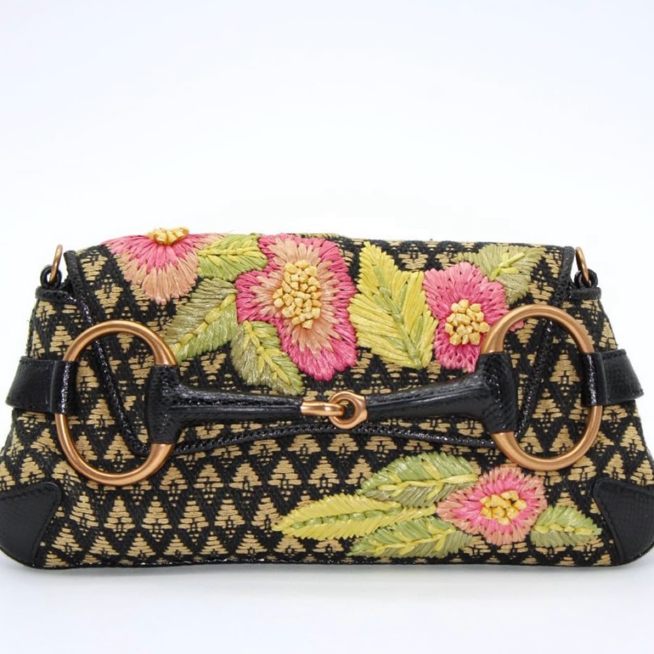 Gucci Floral Print Clutch With Chain  - Image 1