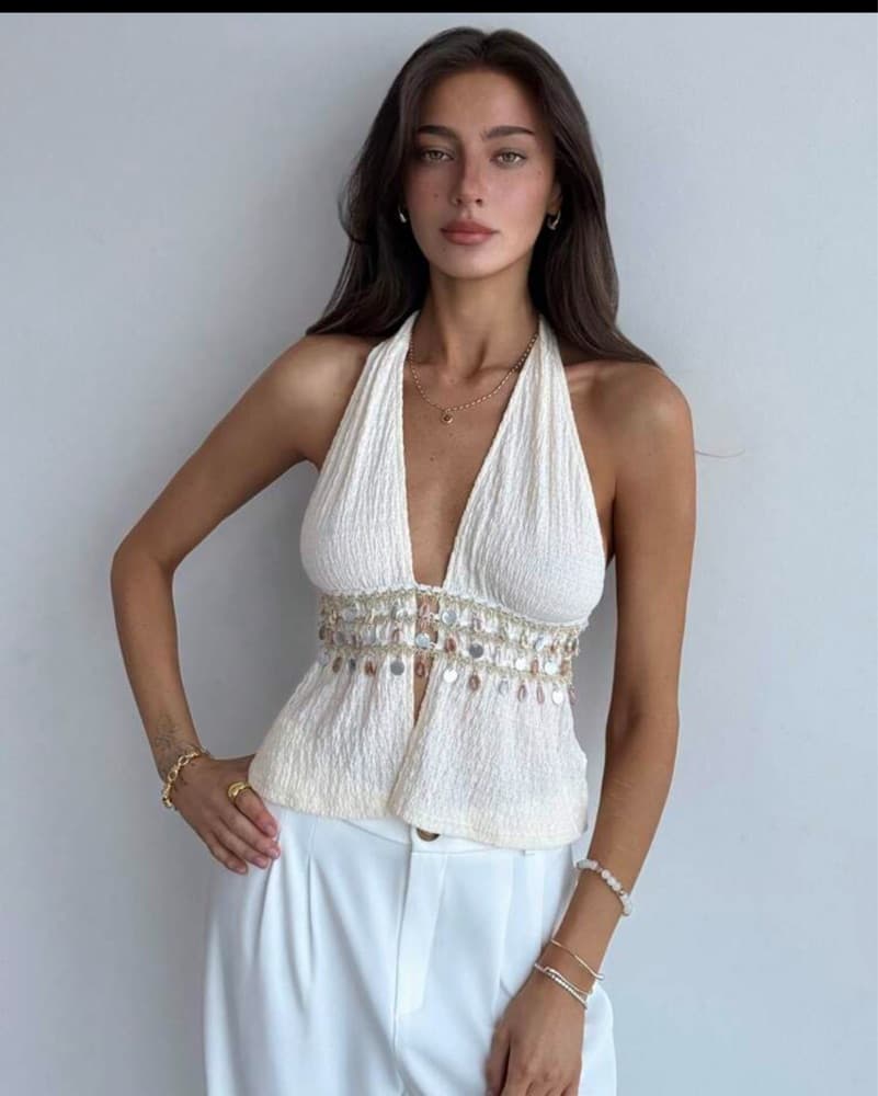 Off White Halter Top  - Image 6