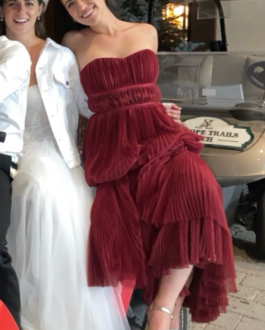 Hutch Burgundy Red Tulle Gown - Image 2