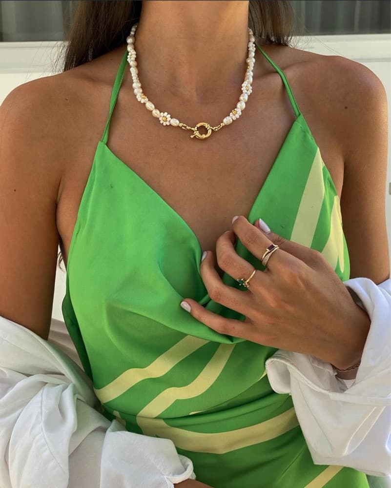 Into The Night Green Mosaic Print Dress - Image 2