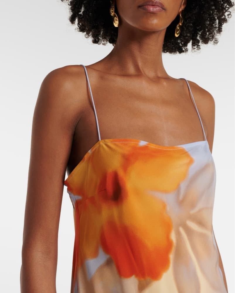 SIR Serene Printed Silk Slip Dress - Image 4