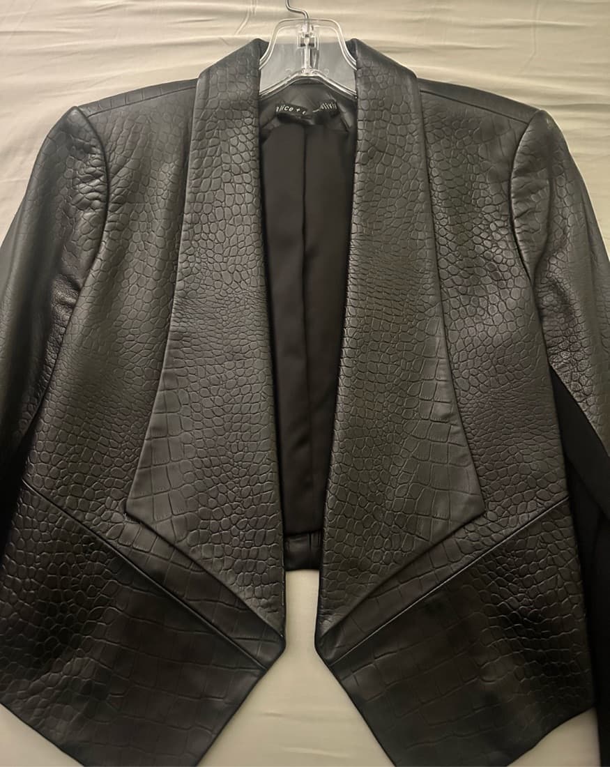 Alice + Olivia Black Leather Jacket - Image 3
