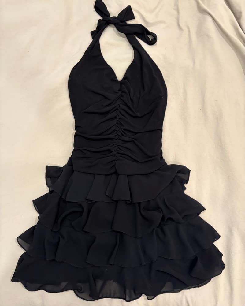 Y2k Cache Ruffle Dress Black - Image 1