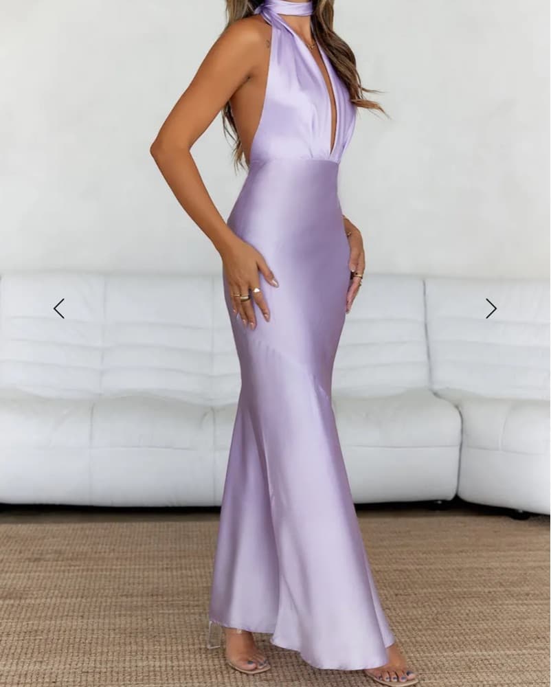 Hello Molly Lilac Satin Dress - Image 5