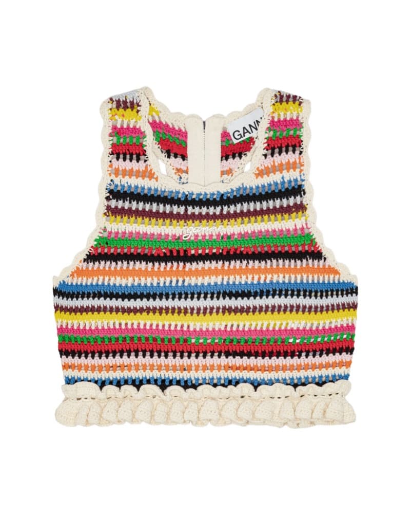 Ganni Rainbow Crochet Top - Image 1