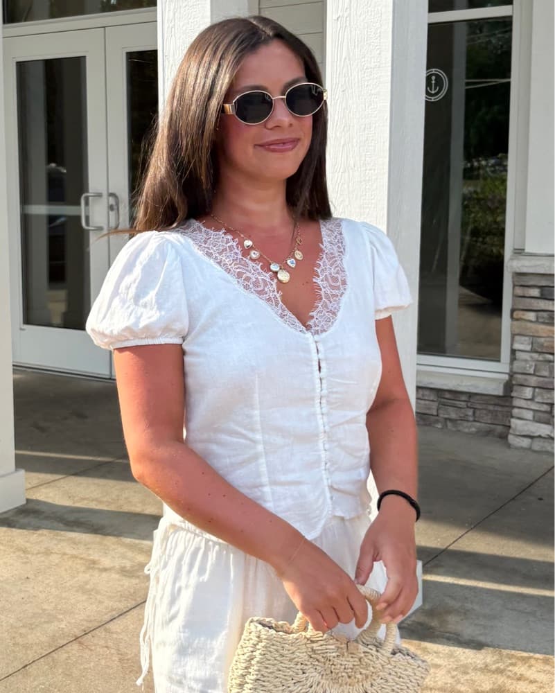 Gap Lace Puff Sleeve Top - Image 1