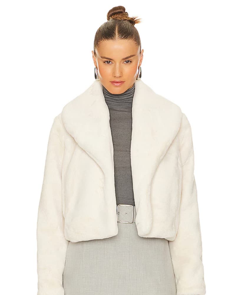 White Faux Fur Jacket - Image 1