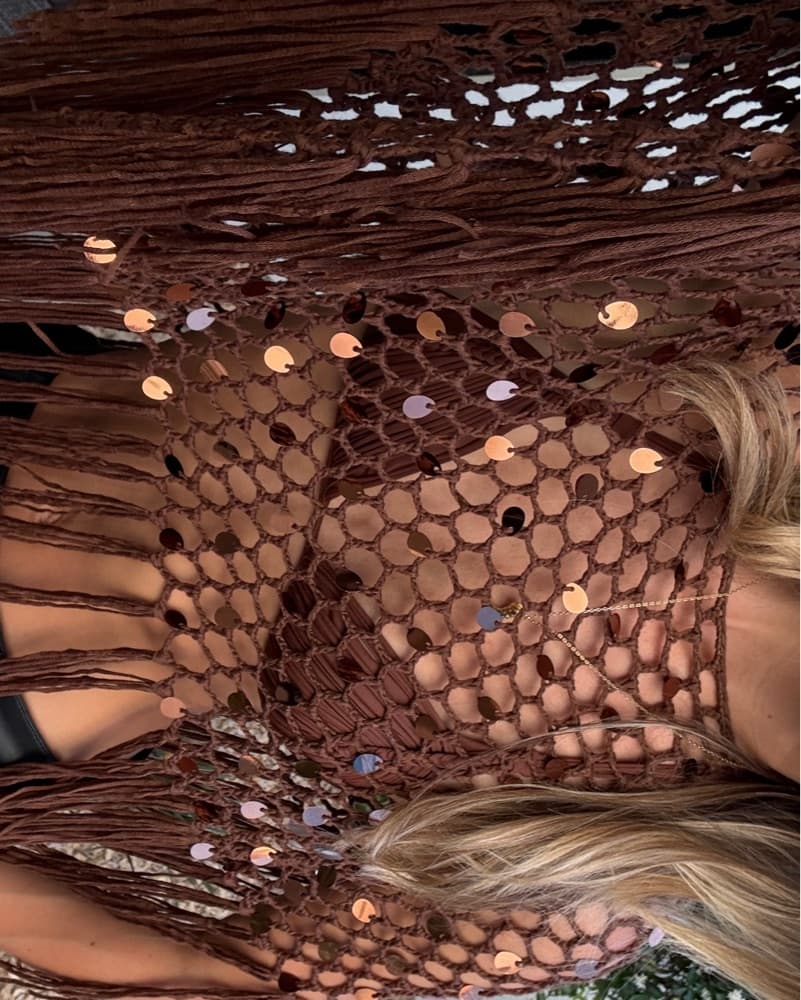 Brown Sequin Poncho/ Festival/concert - Image 5