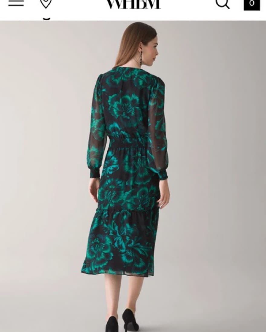 WHBM Long Sleeve Floral Midi Dress - Image 3