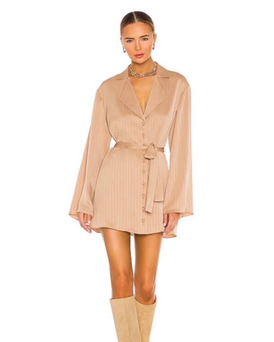 LPA Dress Shirt w Wast Tie In Champagne - Image 2