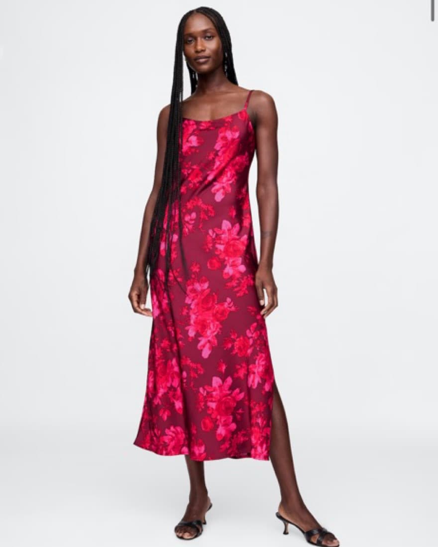 Pink & Fuschia Satin Maxi Slip Dress - Image 1