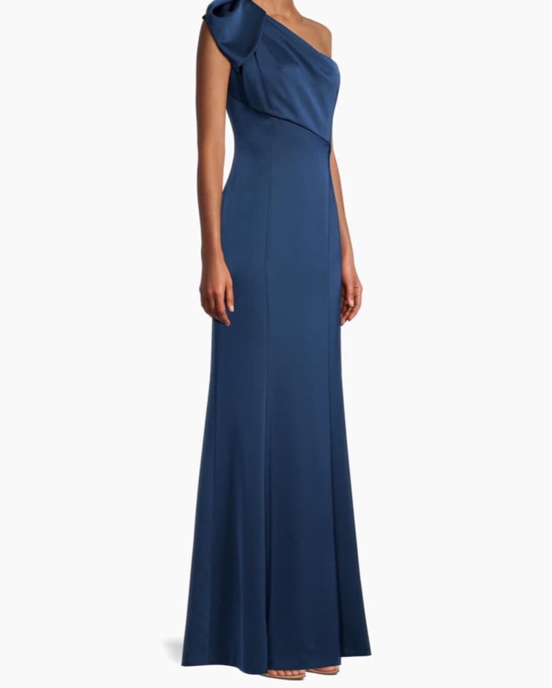 Aidan Mattox One-Shoulder Navy Gown - Image 2