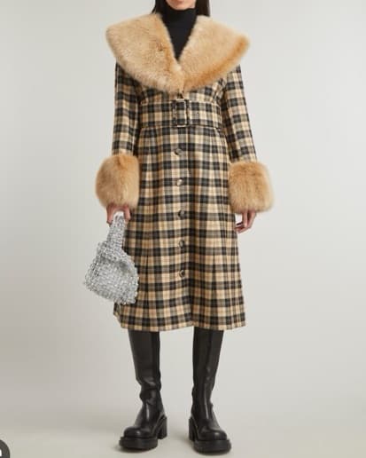 Shrimps Balthazar Tartan faux fur coat - Image 1
