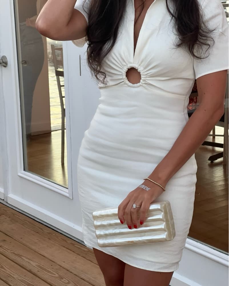 White Linen Mini Dress - Image 1