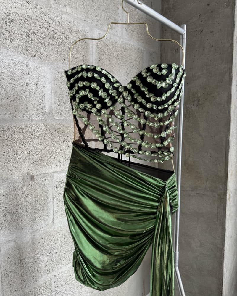 Sunfere Green Embellished Dress - Image 4