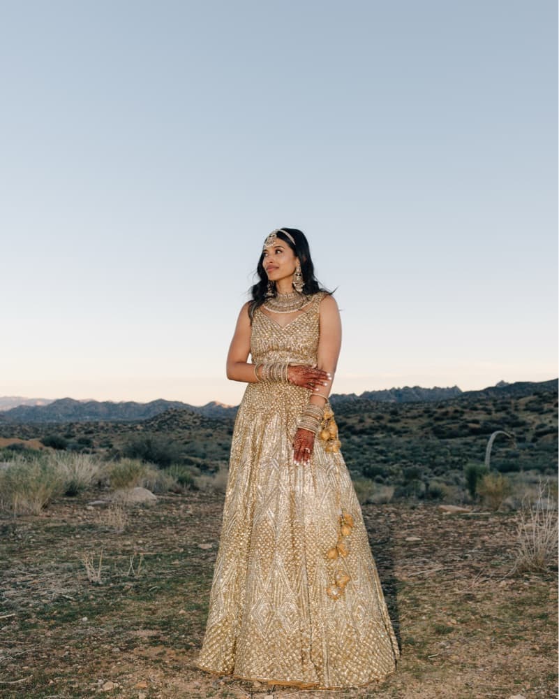 Opulent Gold Mirrored Bridal Lehenga - Image 1