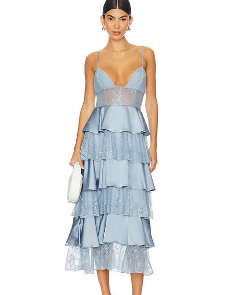 Weworewhat Tiered Lace Midi Dress  - Image 2