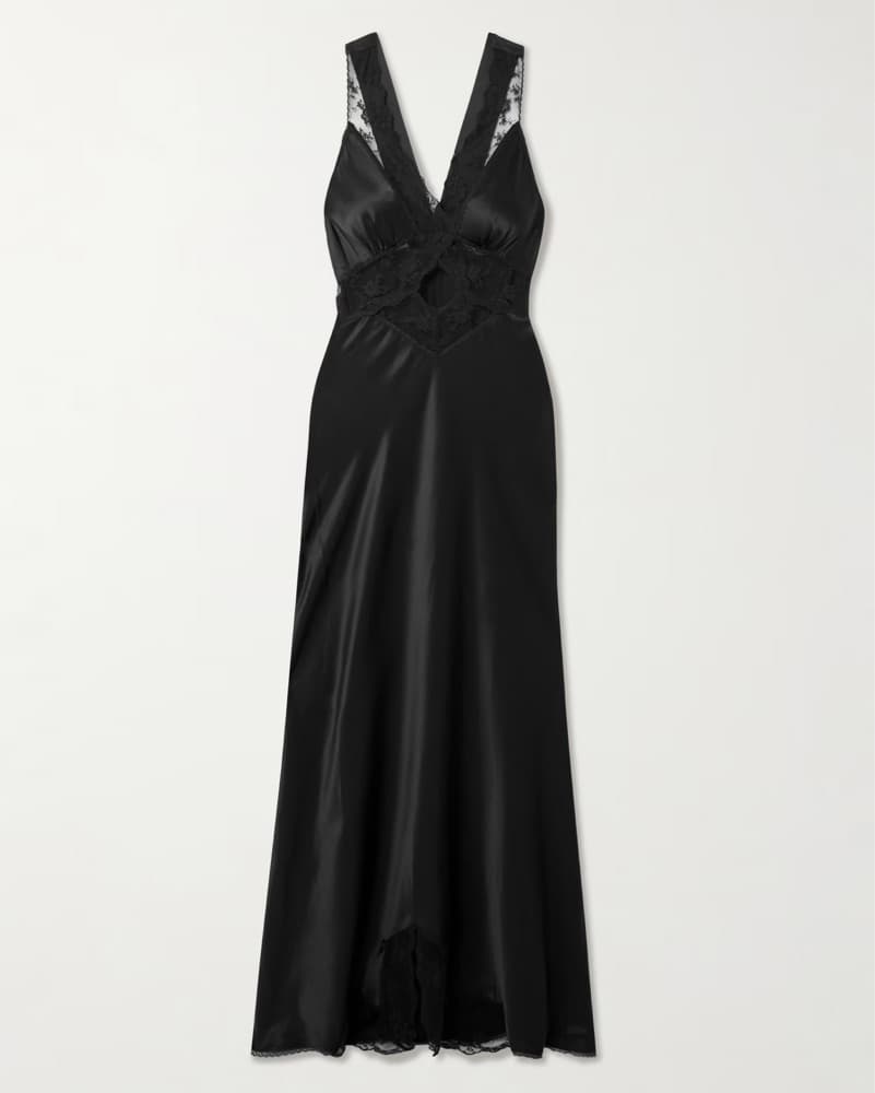 Lace Trimmed Silk Maxi Dress  - Image 3