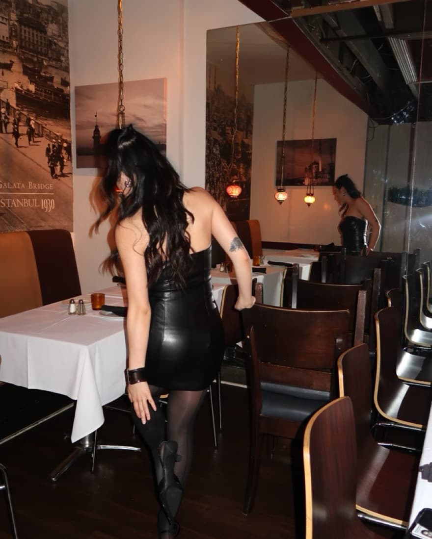 Faux Leather Tube Mini Dress - Image 3
