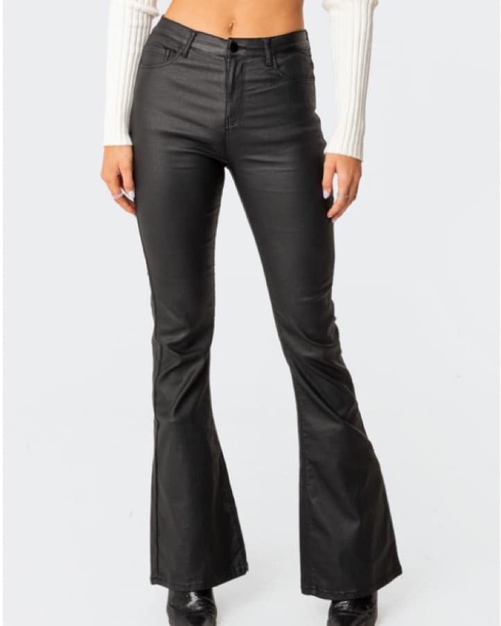 Luna Faux Leather Flare Jeans - Image 2