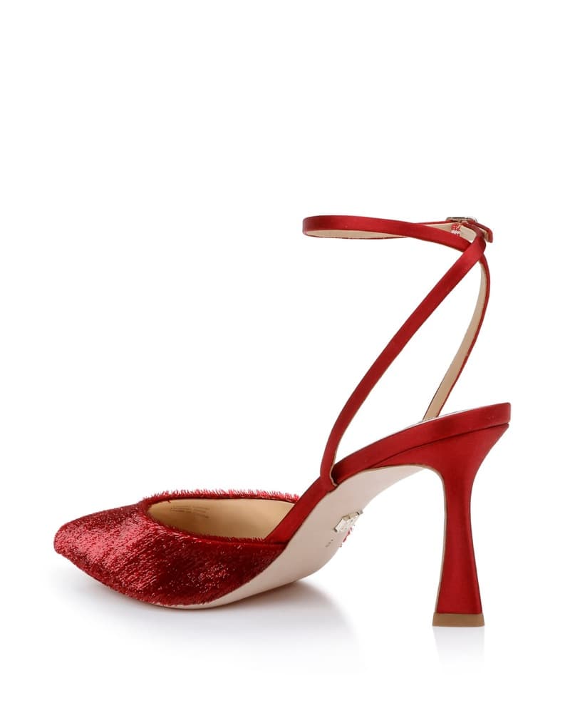 Badgley Mischka Red Plush Lyric Pumps - Image 3