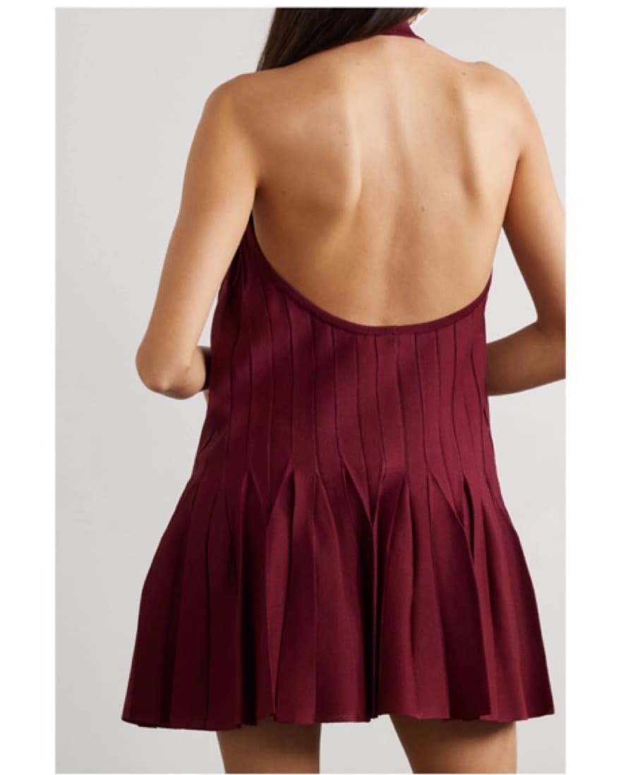 ALAIA Burgundy Mini Dress - Image 3