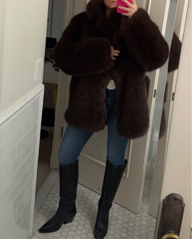 Brown Faux Fur Jacket - Image 2