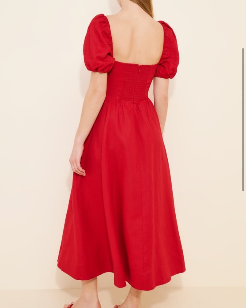Reformation Red Linen Midi Dress - Image 2