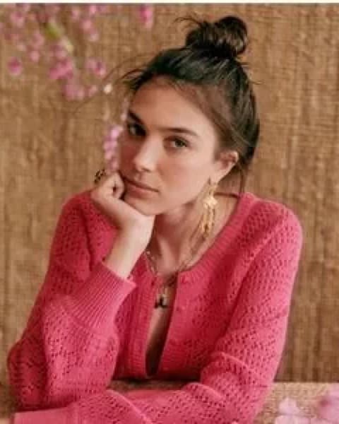 Sezane Pink Capicine Rose Sweater XS - Image 3