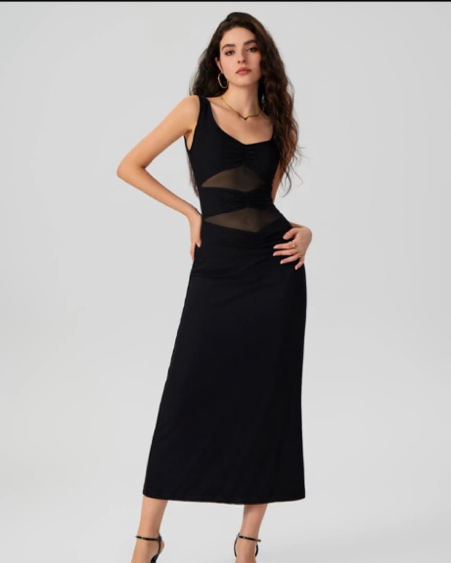 Black Cutout Midi Dress - Image 3