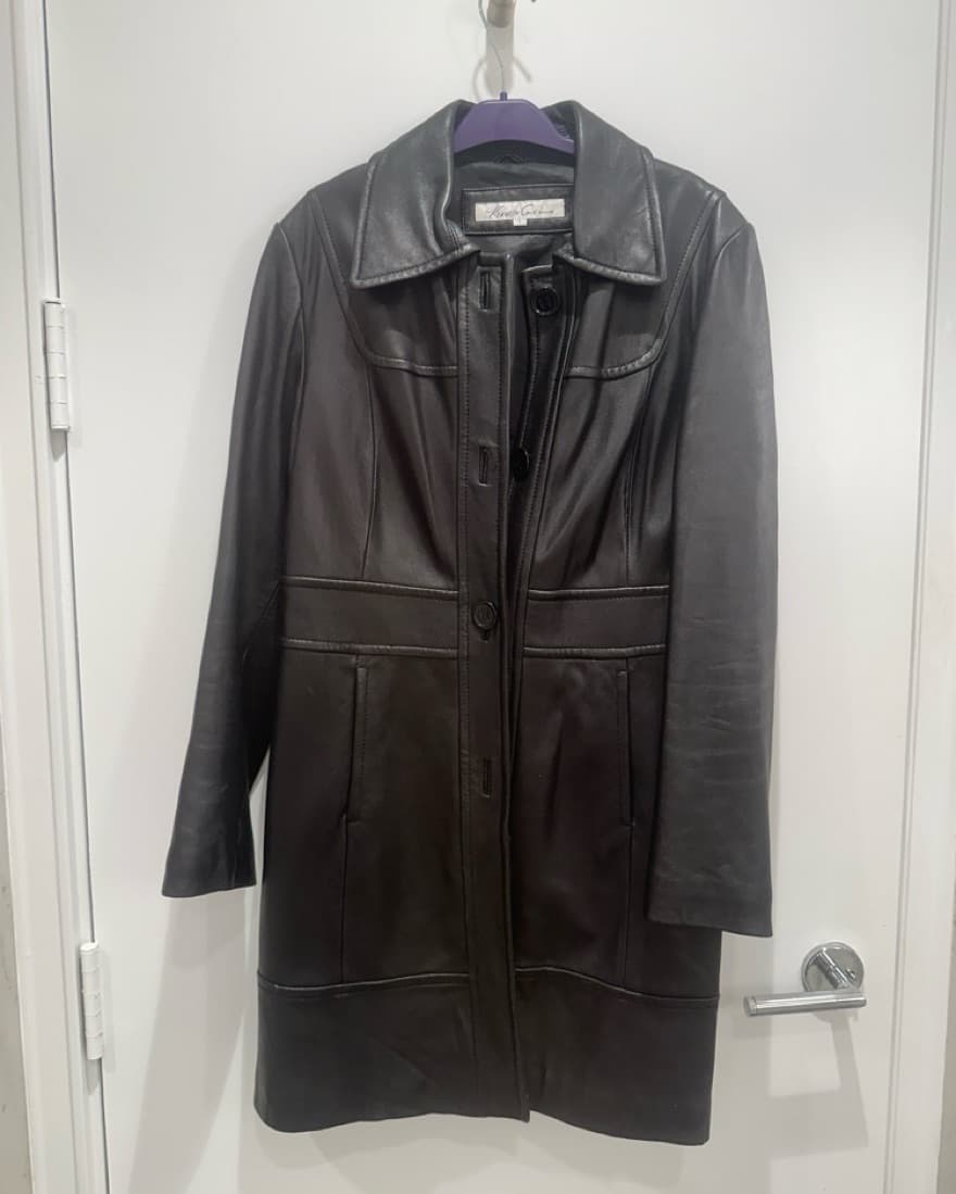 Black Leather Trench/jacket  - Image 2