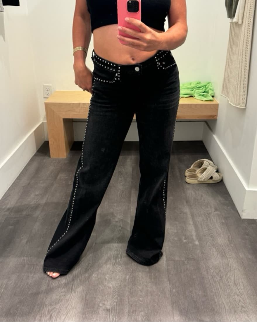 Studded Mid Rise Wide Leg - Image 3
