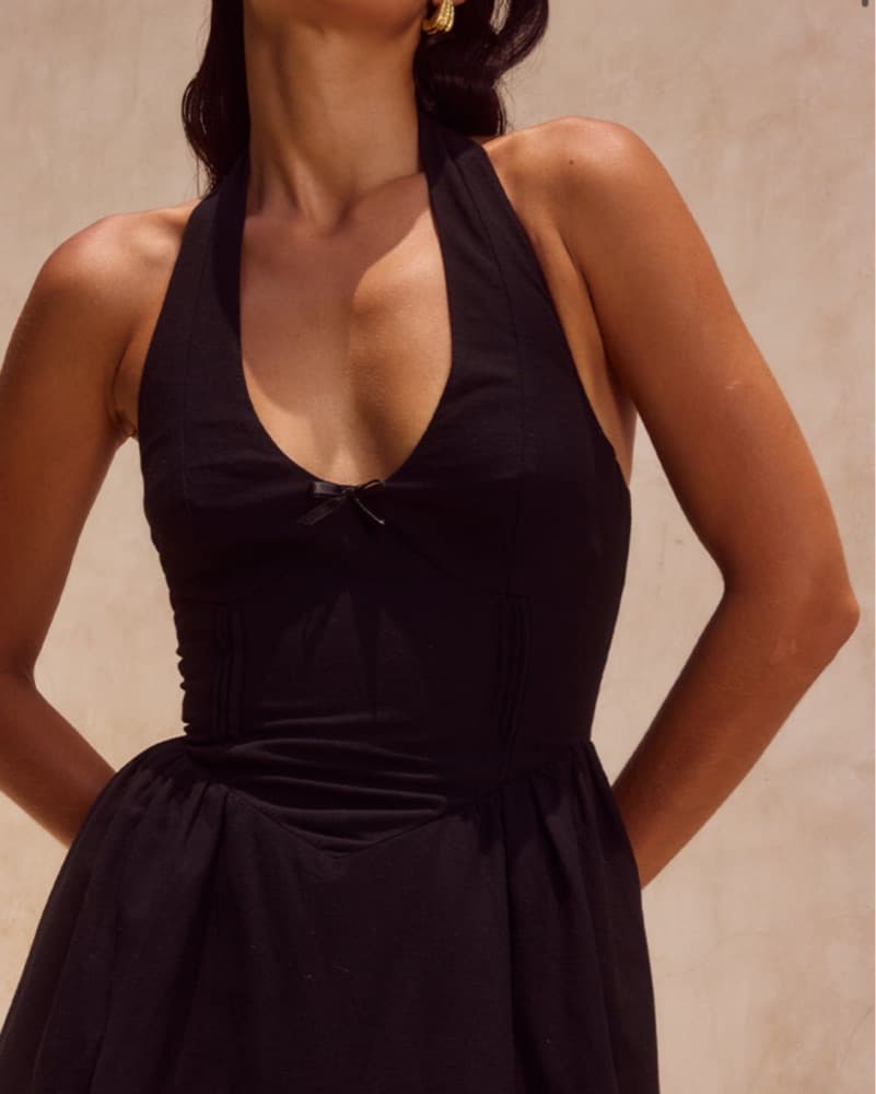 Black Halter Midi Dress - Image 4