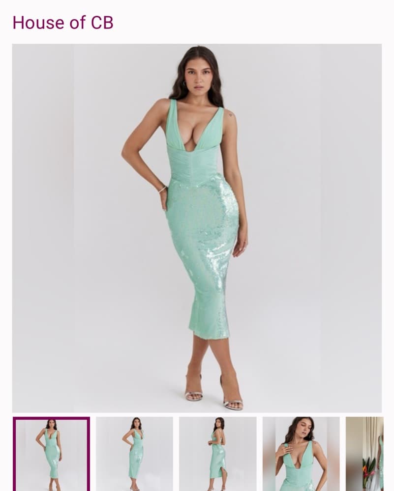 Mint Sequin Midi Dress - Image 1