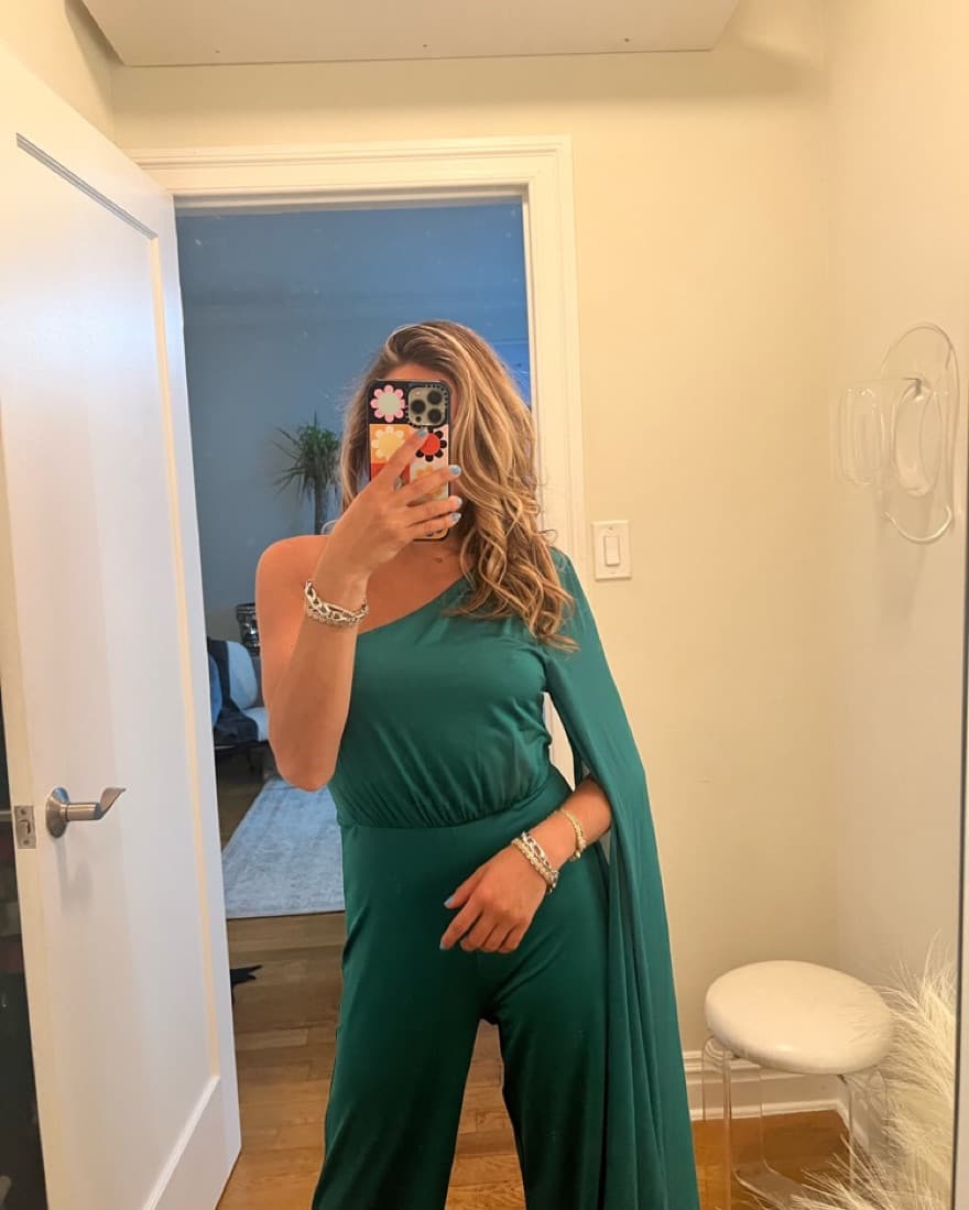Bebe One Shoulder Cape Sleeve Jumpsuit - Image 2