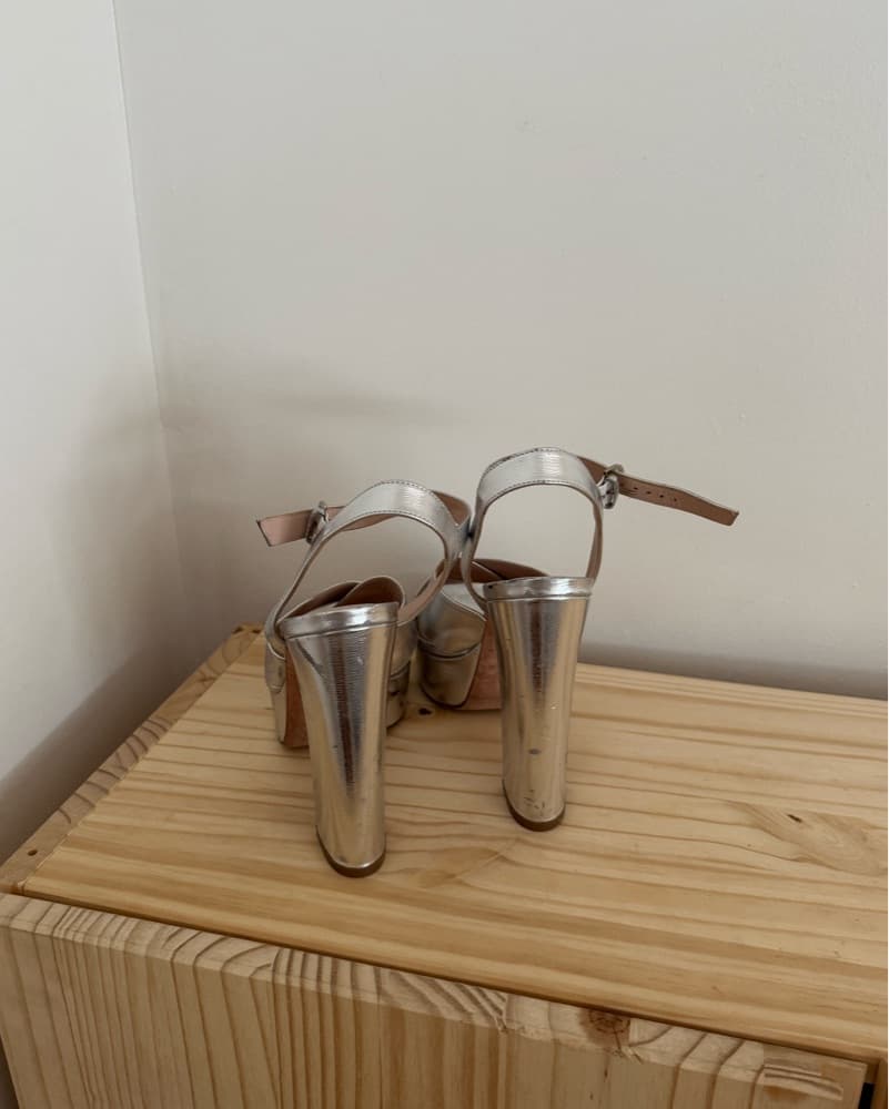 Chic Metallic Stuart Weitzman Heels - Image 2