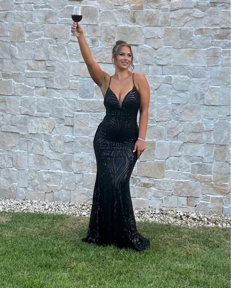 Black Sequin Gown - Image 1