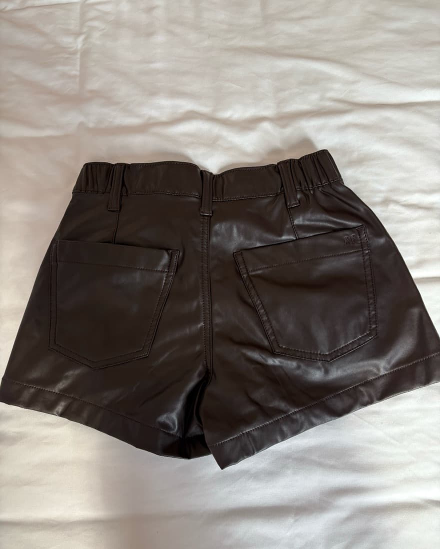 American Eagle Brown Leather Shorts - Image 3