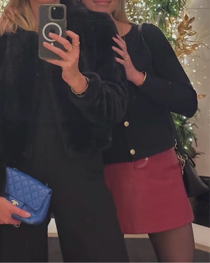 Red Leather Mini Skirt - Image 3