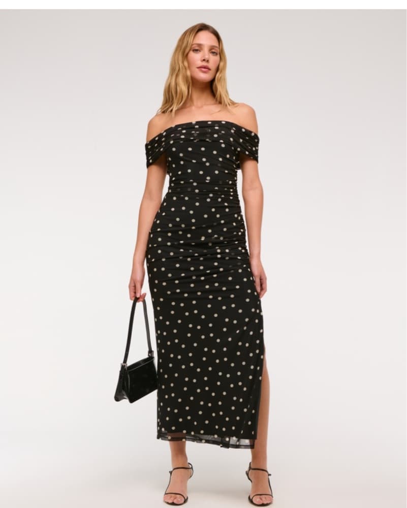 Polka Dot Draped Maxi Dress - Image 1