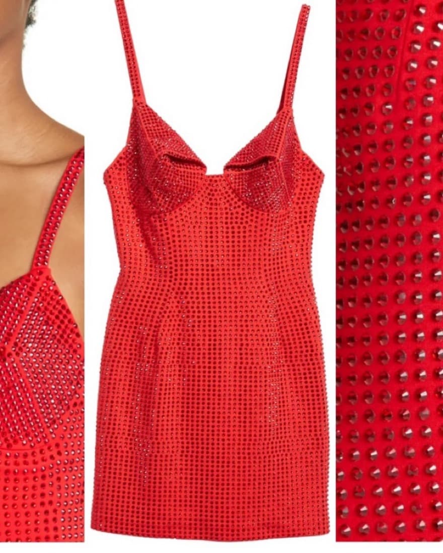 Red Crystal Mini Dress - Image 4