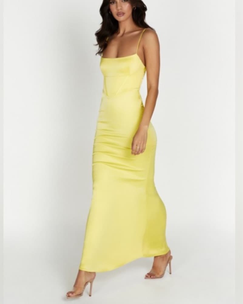 Meshki Desirie Yellow Corset Maxi Dress - Image 1