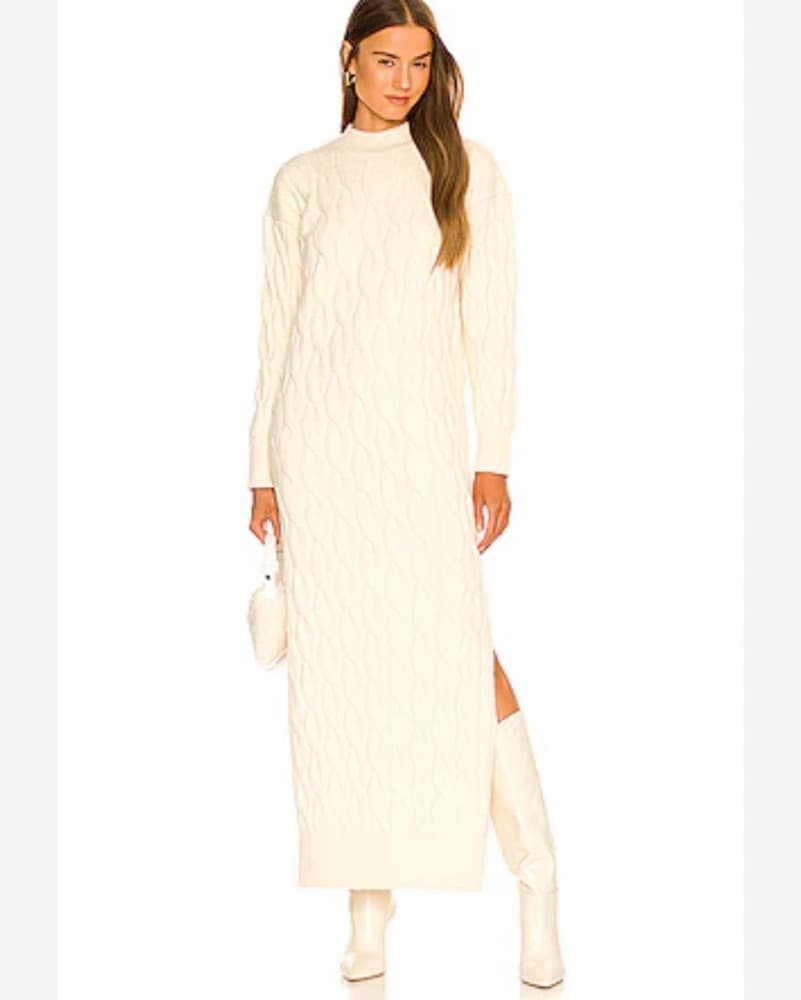 Cream White Sweater Maxi Dress - Image 1