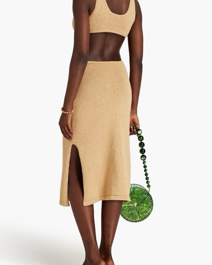 Cult Gaia Mert Tan Knit Midi Dress - Image 3