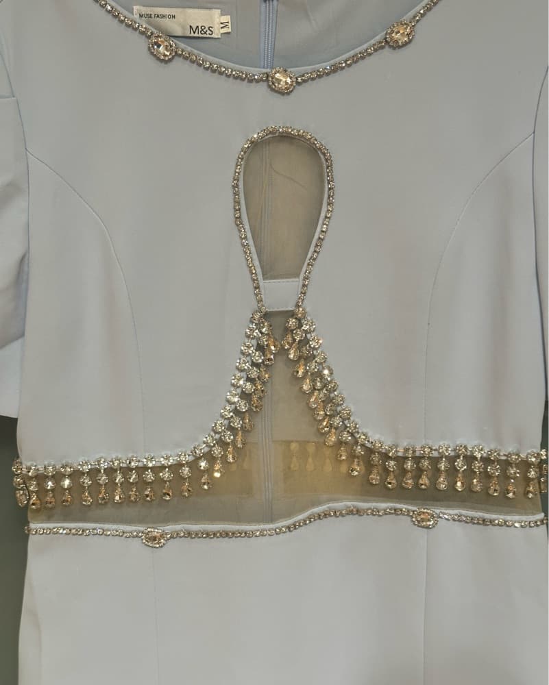 Blue Crystal Embelished Minidress  - Image 3