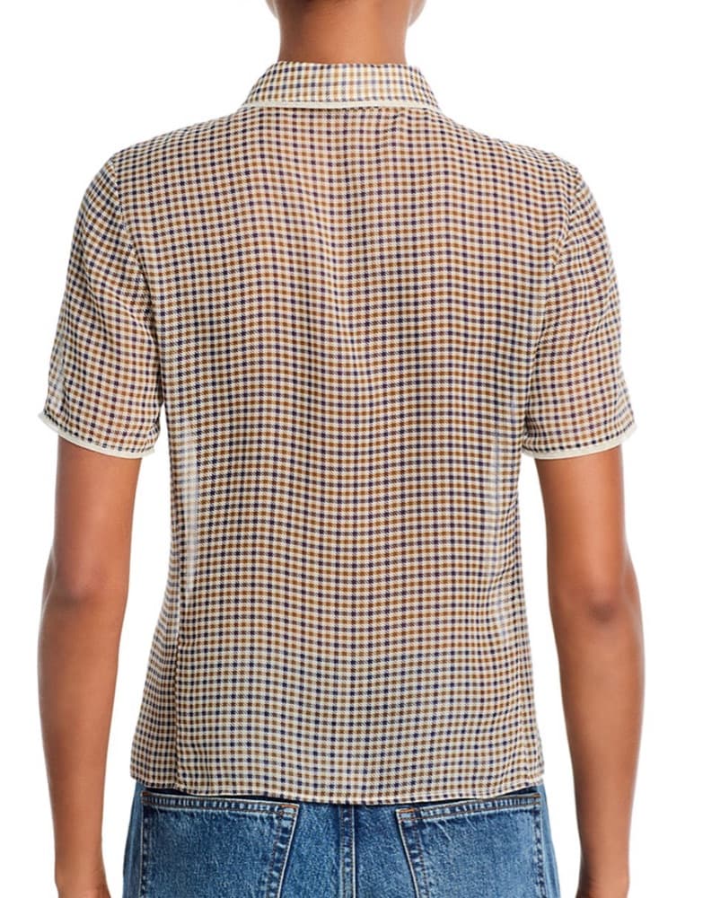FRAME Houndstooth Silk Top - Image 3
