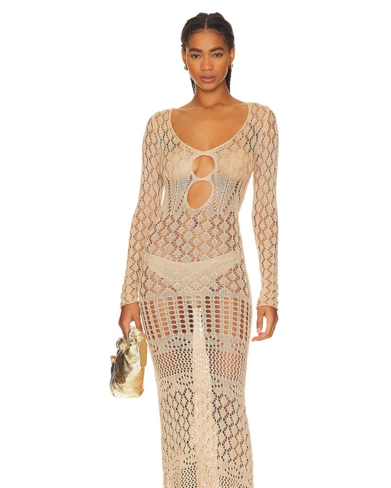 X Revolve Long Sleeve Crochet Maxi Dress - Image 1