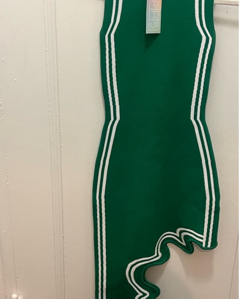 FRIDA WAVY ASYMMETRIC DRESS - GARDEN GRE - Image 5