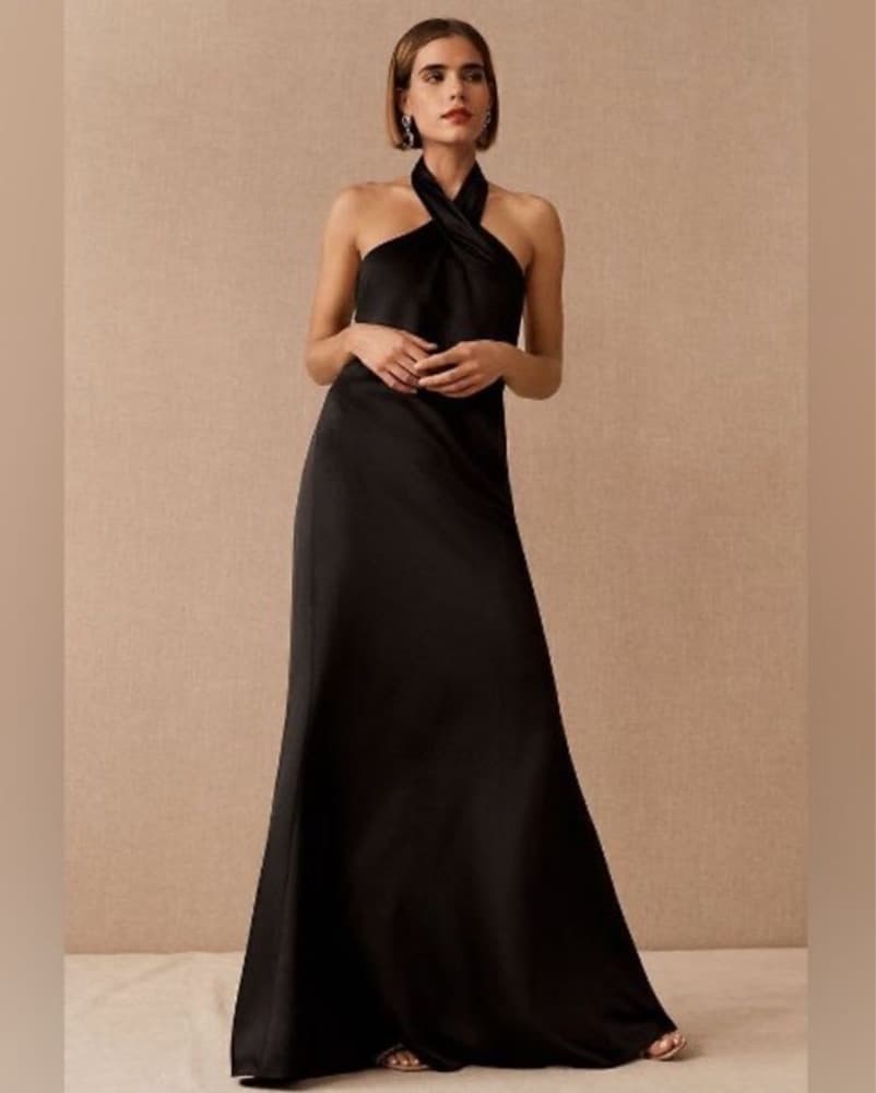 BHLDN Ruby Twist Halter Satin Gown - Image 1
